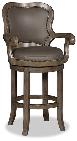 Nate Leather Swivel Barstool - Smooth Chocolate