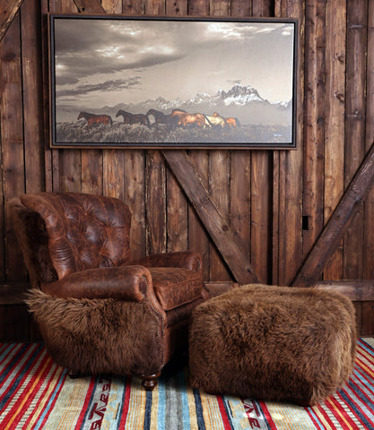 Yellowstone Buffalo Ottoman - 26" x 24"